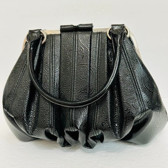 ALEXANDER MCQUEEN NOVAK PAISLEY PATENT LEATHER SATCHEL BAG LIMITED EDITION RARE - Picture 3 of 13